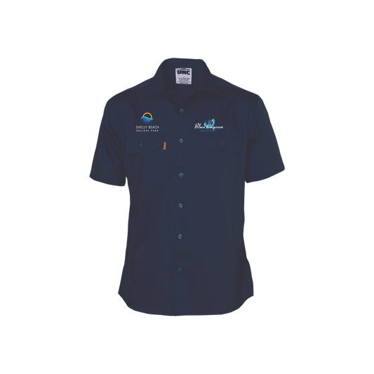 BLUE LAGOON | Cotton Drill Work Shirt - Short Sleeve