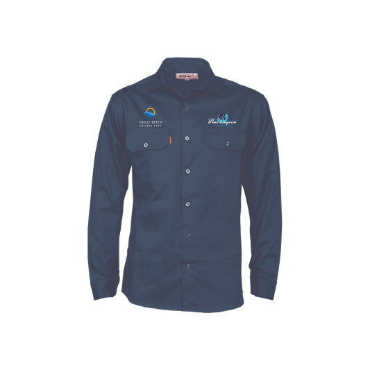 BLUE LAGOON | Cotton Drill Work Shirt - Long Sleeve